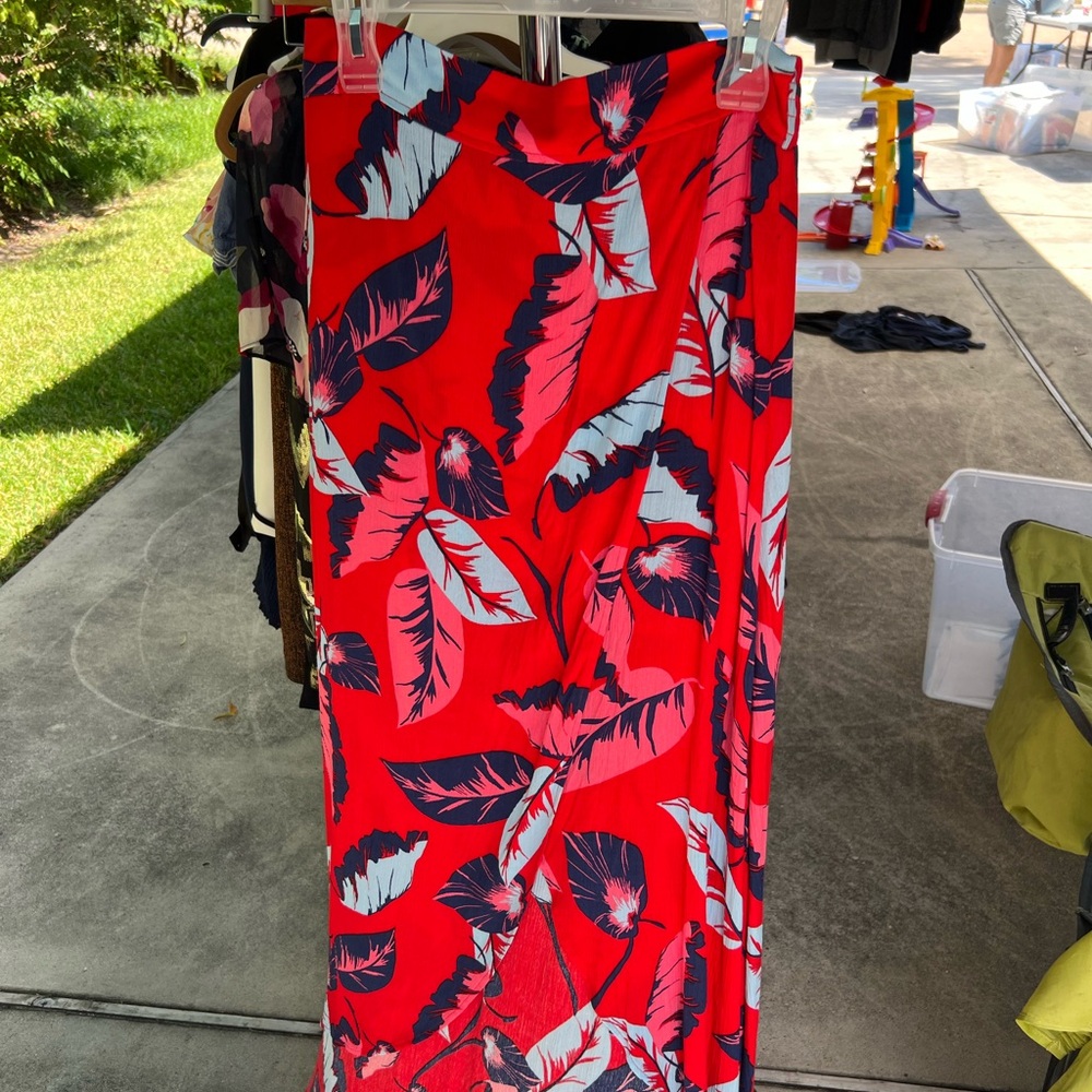 Express Red and Blue Floral Maxi Skirt